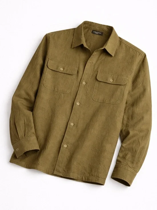 ASOS Men’s Linen Shirt Jacket 2XL Olive Lightweight Summer Overshirt - Picture 9 of 9